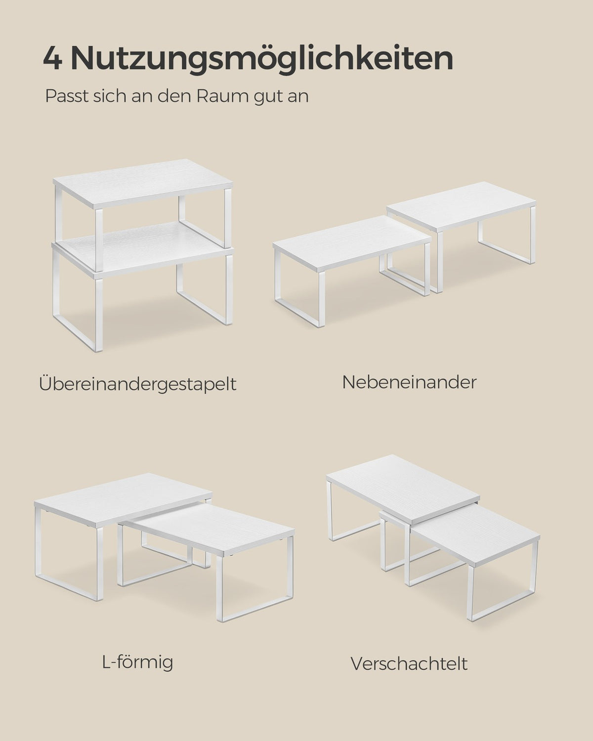 Stapelbare Keukenplank met Metalen Frame, Set van 4