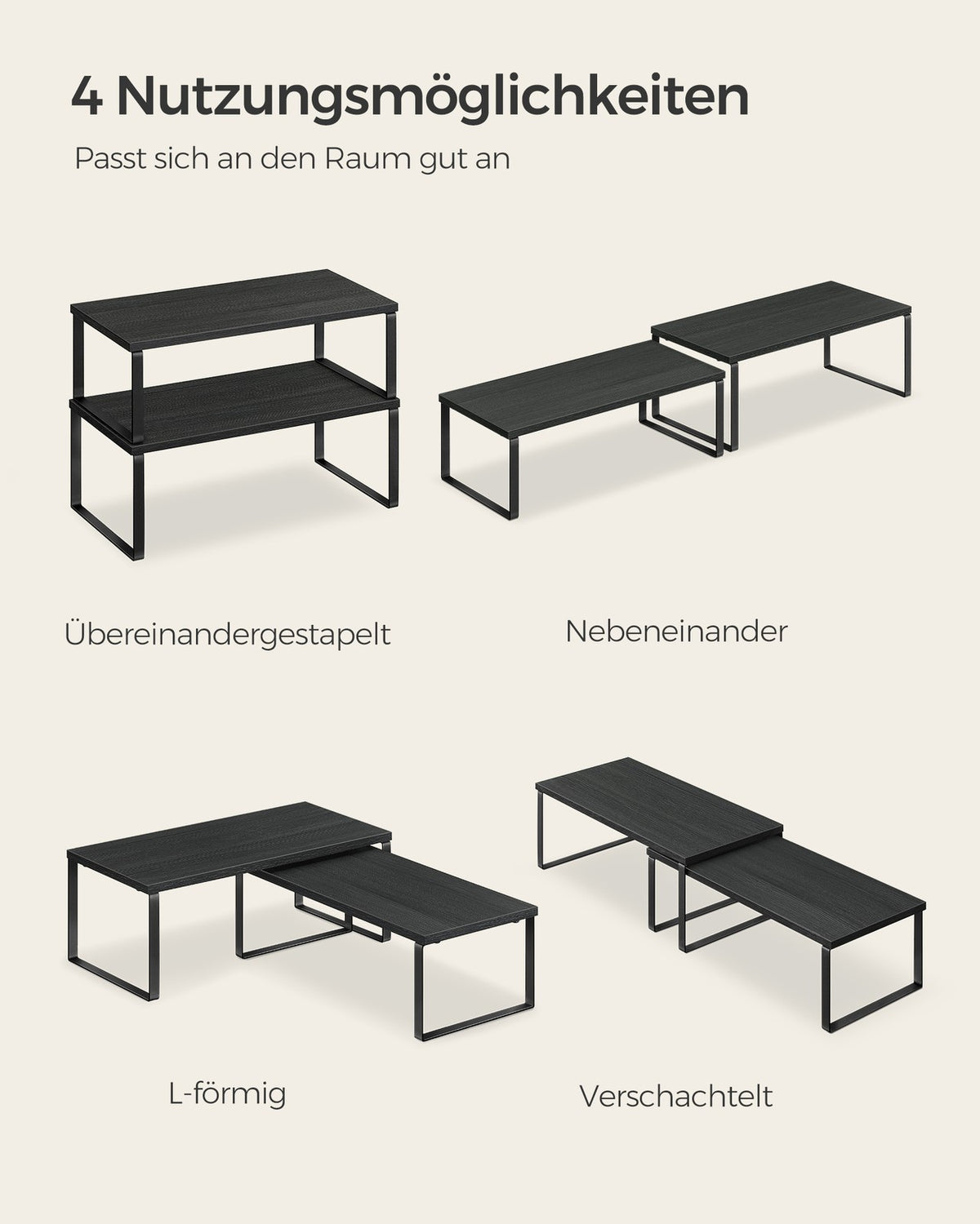 Stapelbare Keukenplank met Metalen Frame, Set van 4