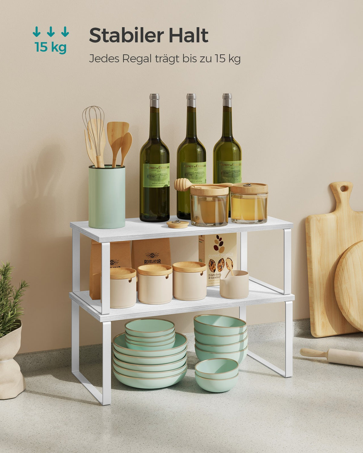 Stapelbare Keukenplank met Metalen Frame, Set van 4