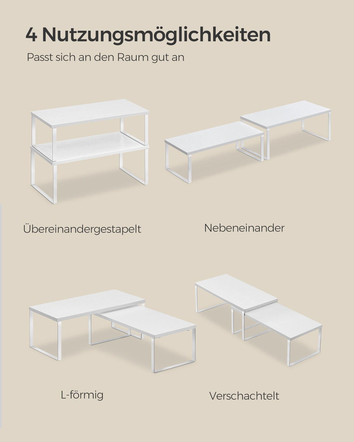 Stapelbare Keukenplank met Metalen Frame, Set van 4