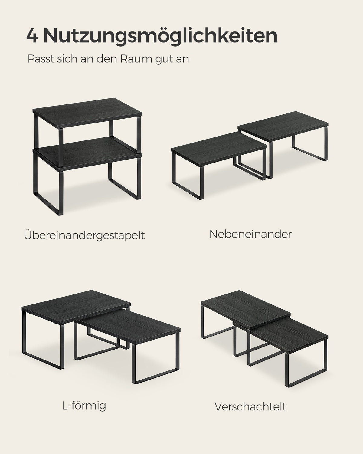 Stapelbaar Kruidenrek van Metaal en Bamboe, Set van 2