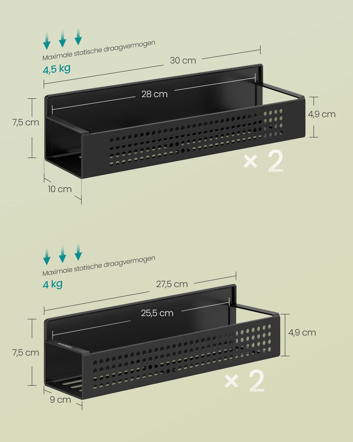 Magnetisch Kruidenrek zonder Boren, Set van 4