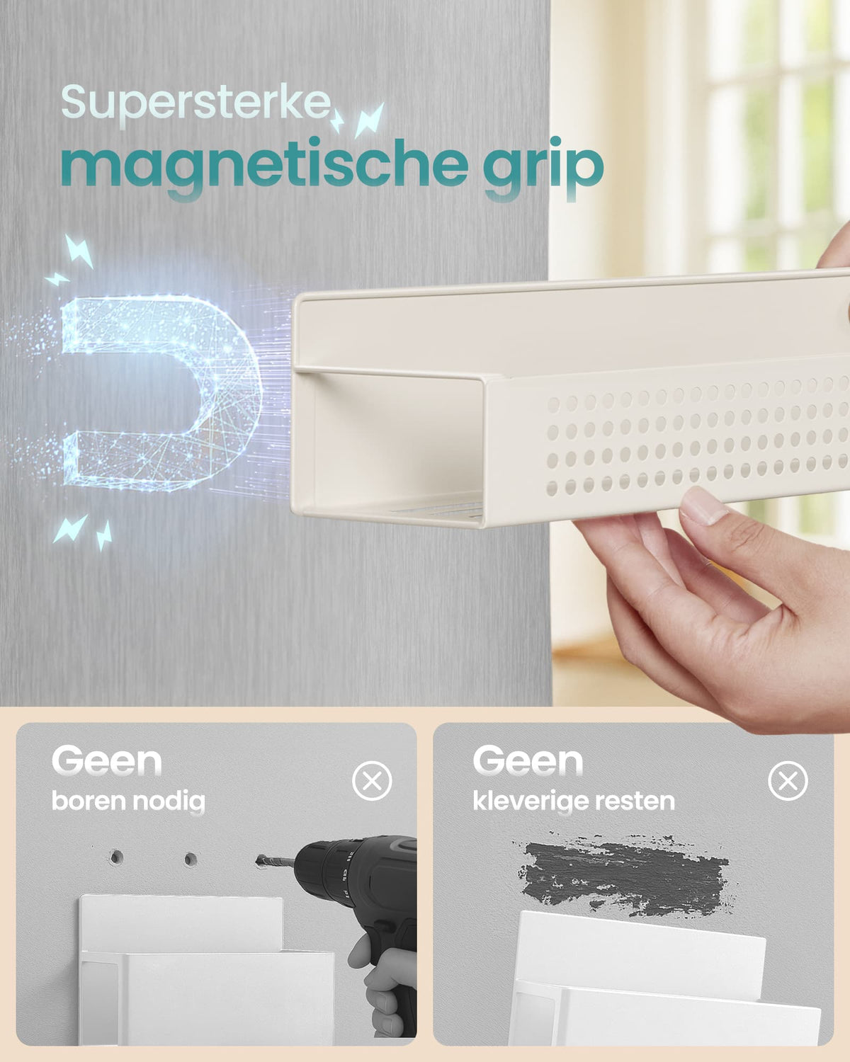 Magnetisch Kruidenrek zonder Boren, Set van 4