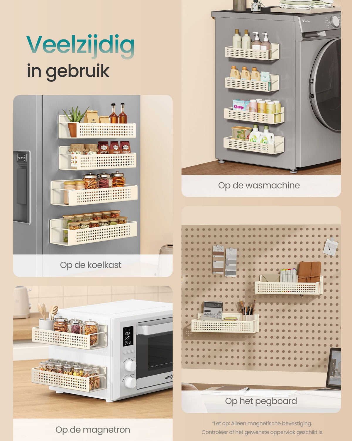 Magnetisch Kruidenrek zonder Boren, Set van 4