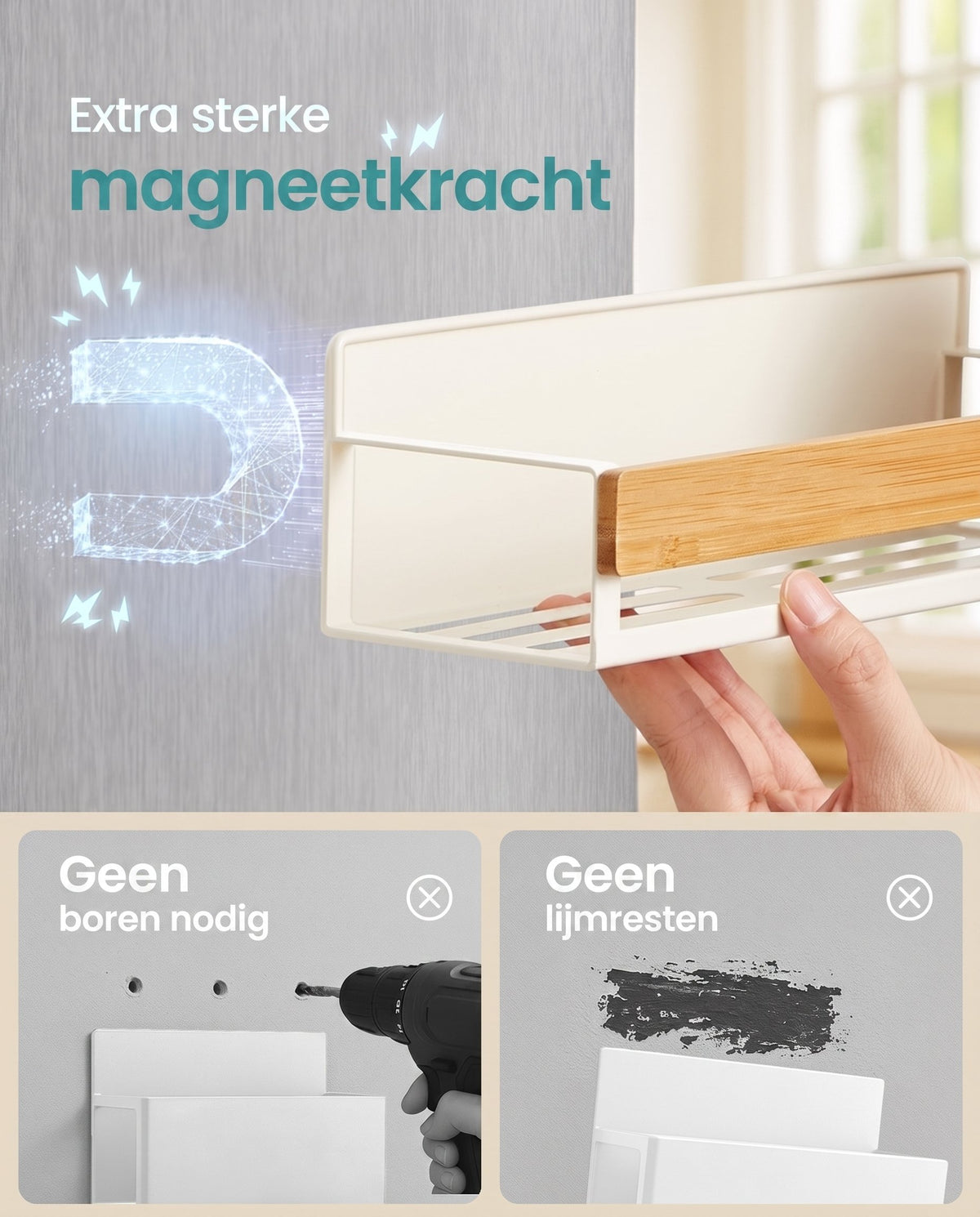 Magnetisch Kruidenrek zonder Boren, Set van 4