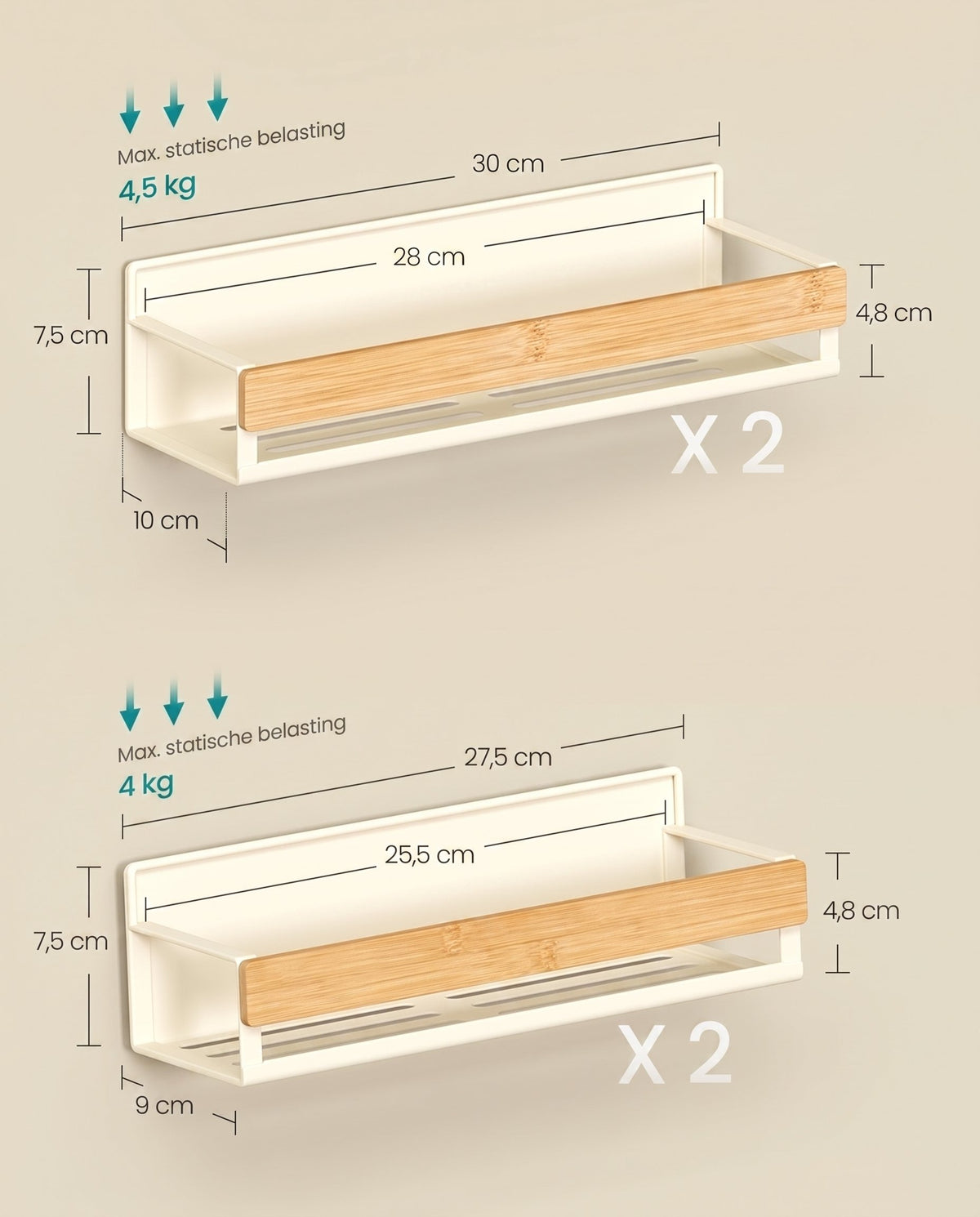 Magnetisch Kruidenrek zonder Boren, Set van 4