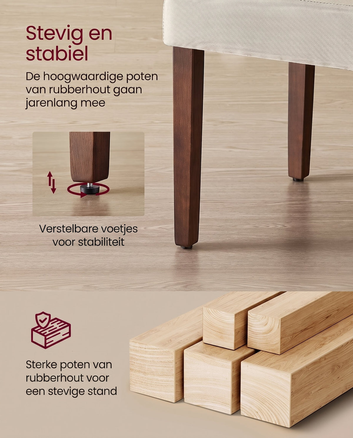 Eetkamerstoel met Hoge Rugleuning en Dik Zitkussen, Set van 2