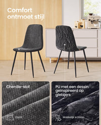 Eetkamerstoel met Chenille Bekleding en Waterafstotende Rug