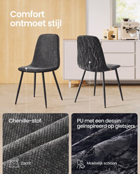 Eetkamerstoel met Chenille Bekleding en Waterafstotende Rug