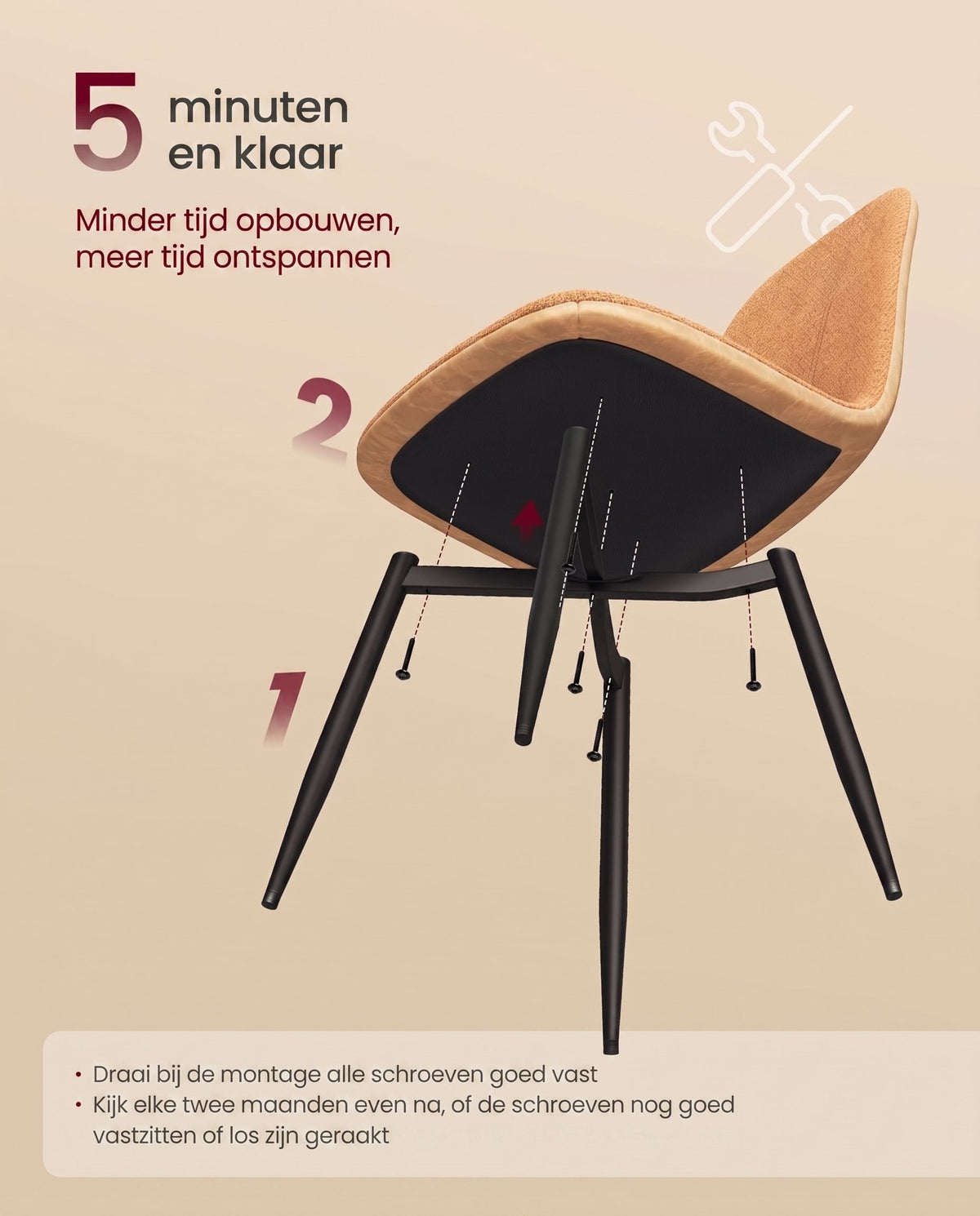 Eetkamerstoel met Chenille Bekleding en Waterafstotende Rug