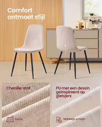 Eetkamerstoel met Chenille Bekleding en Waterafstotende Rug
