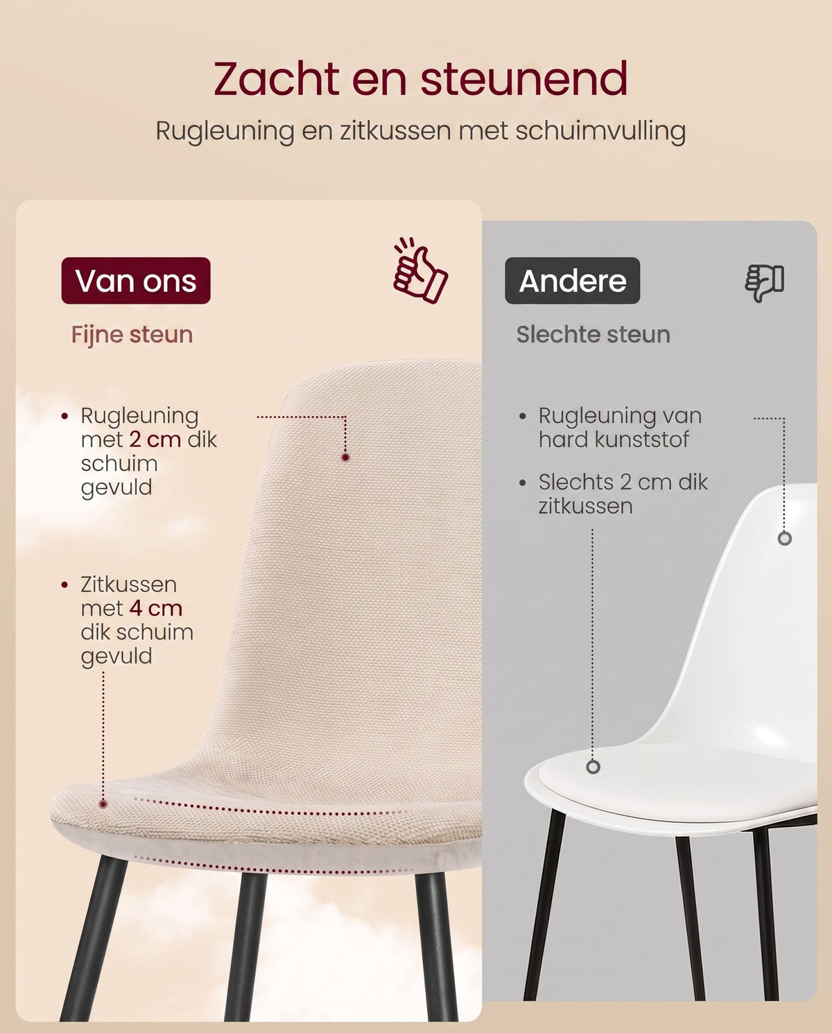 Eetkamerstoel met Chenille Bekleding en Waterafstotende Rug