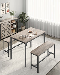 Eettafelset met 2 Banken in Industriële Stijl, 110 x 70 cm