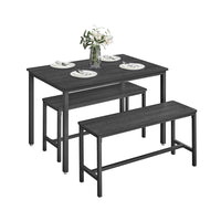 Eettafelset met 2 Banken in Industriële Stijl, 110 x 70 cm