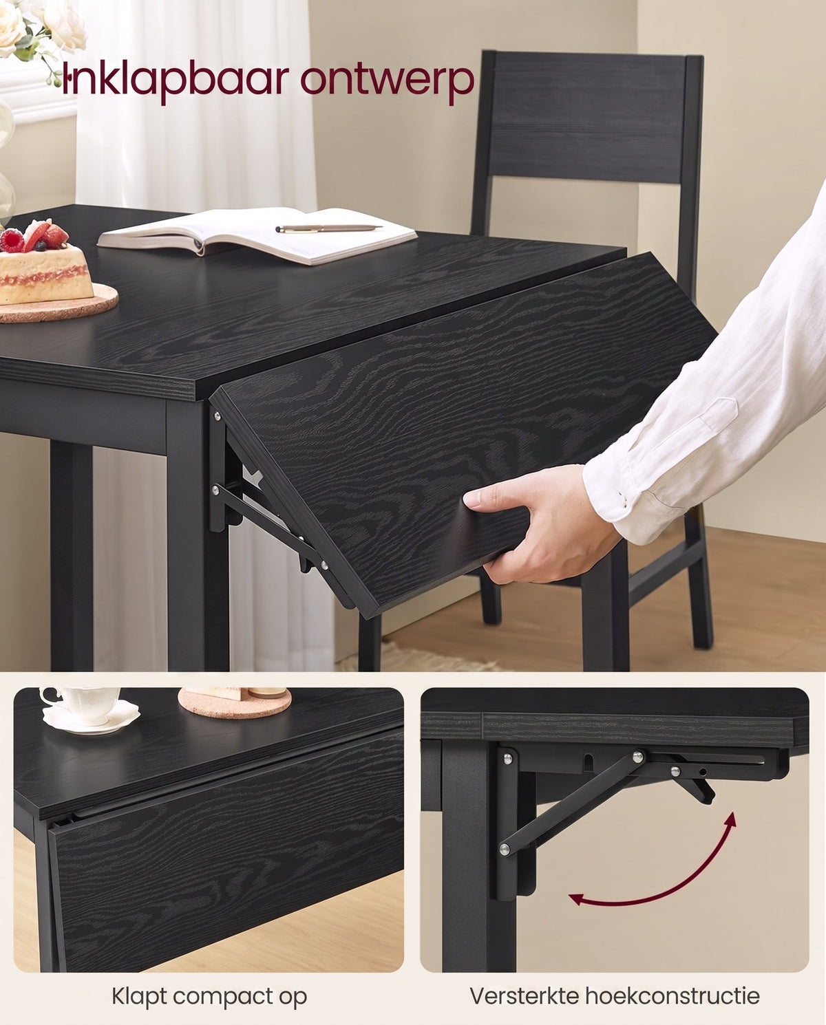 Opklapbare Eettafel voor 2 tot 4 Personen, 120 x 78 cm