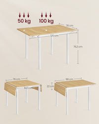 Opklapbare Eettafel voor 2 tot 4 Personen, 120 x 78 cm