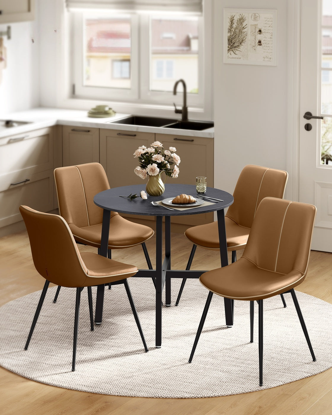 Ronde Keukentafel met Stalen Frame, 80 x 75 cm