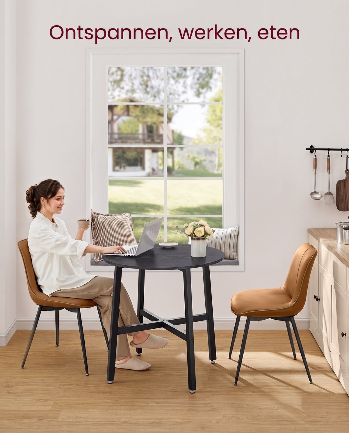 Ronde Keukentafel met Stalen Frame, 80 x 75 cm