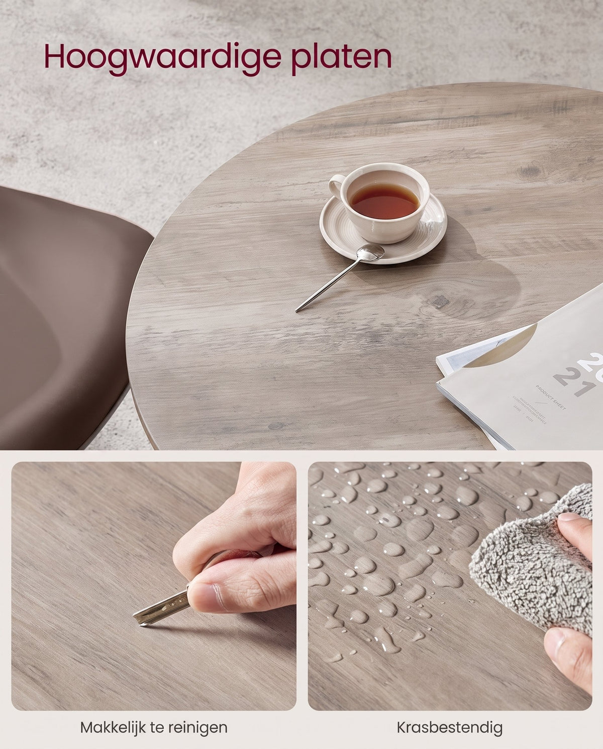 Ronde Keukentafel met Stalen Frame, 80 x 75 cm
