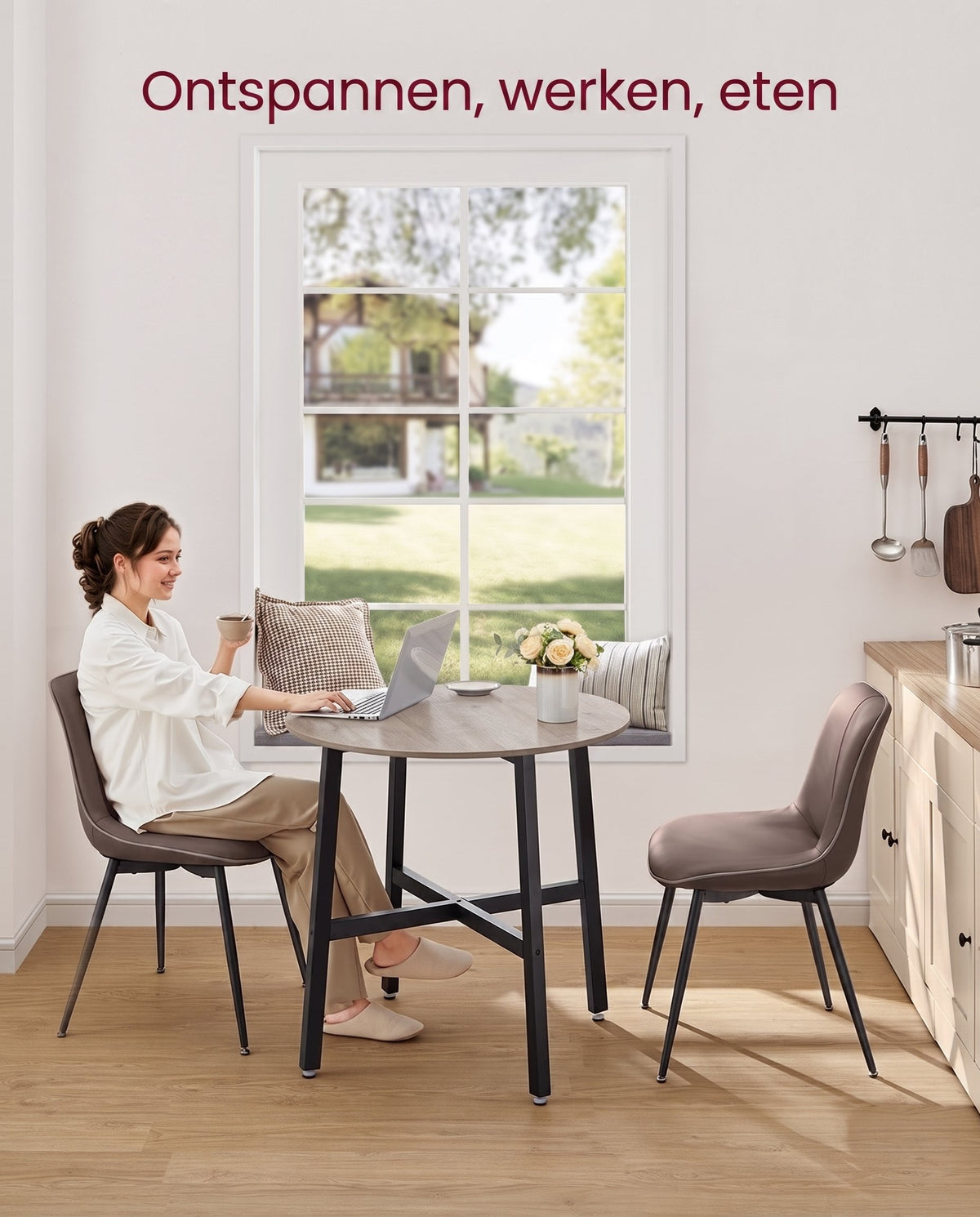 Ronde Keukentafel met Stalen Frame, 80 x 75 cm