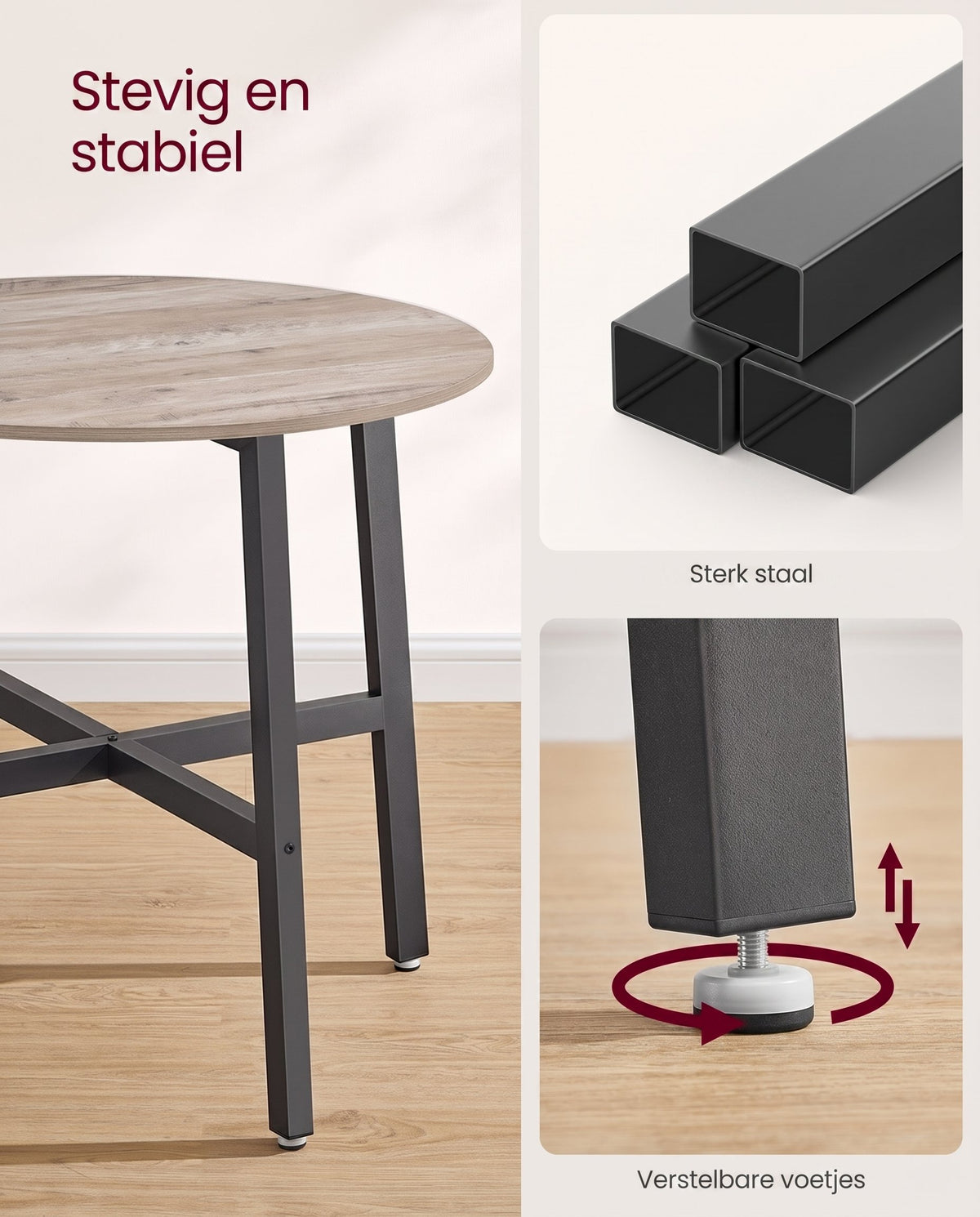 Ronde Keukentafel met Stalen Frame, 80 x 75 cm