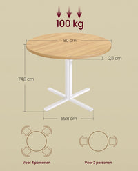 Ronde Eettafel met Waterbestendig Blad, 80 x 74,8 cm