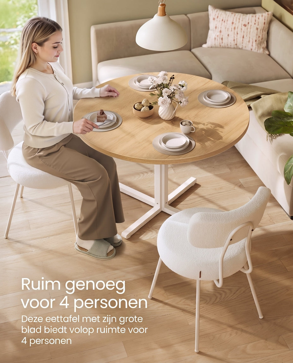 Ronde Eettafel met Waterbestendig Blad, 80 x 74,8 cm