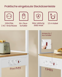 Keukenrek met 2 Stopcontacten en Verstelbare Plank, 40 x 60 x 140 cm