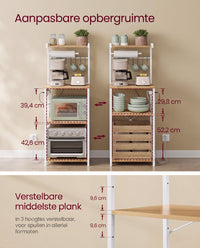 Keukenrek met 2 Stopcontacten en Verstelbare Plank, 40 x 60 x 140 cm