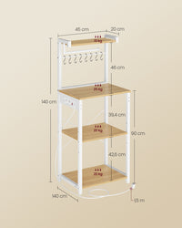 Keukenrek met 2 Stopcontacten en Verstelbare Plank, 40 x 60 x 140 cm