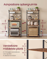 Keukenrek met 2 Stopcontacten en Verstelbare Plank, 40 x 60 x 140 cm