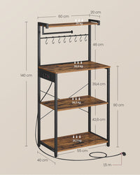 Keukenrek met 2 Stopcontacten en Verstelbare Plank, 40 x 60 x 140 cm