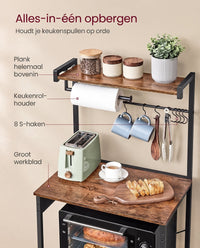 Keukenrek met 2 Stopcontacten en Verstelbare Plank, 40 x 60 x 140 cm