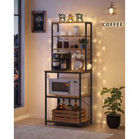 Metalen Keukenrek met Legplanken en 6 Haken in Industrieel Design, 40x60x167 cm