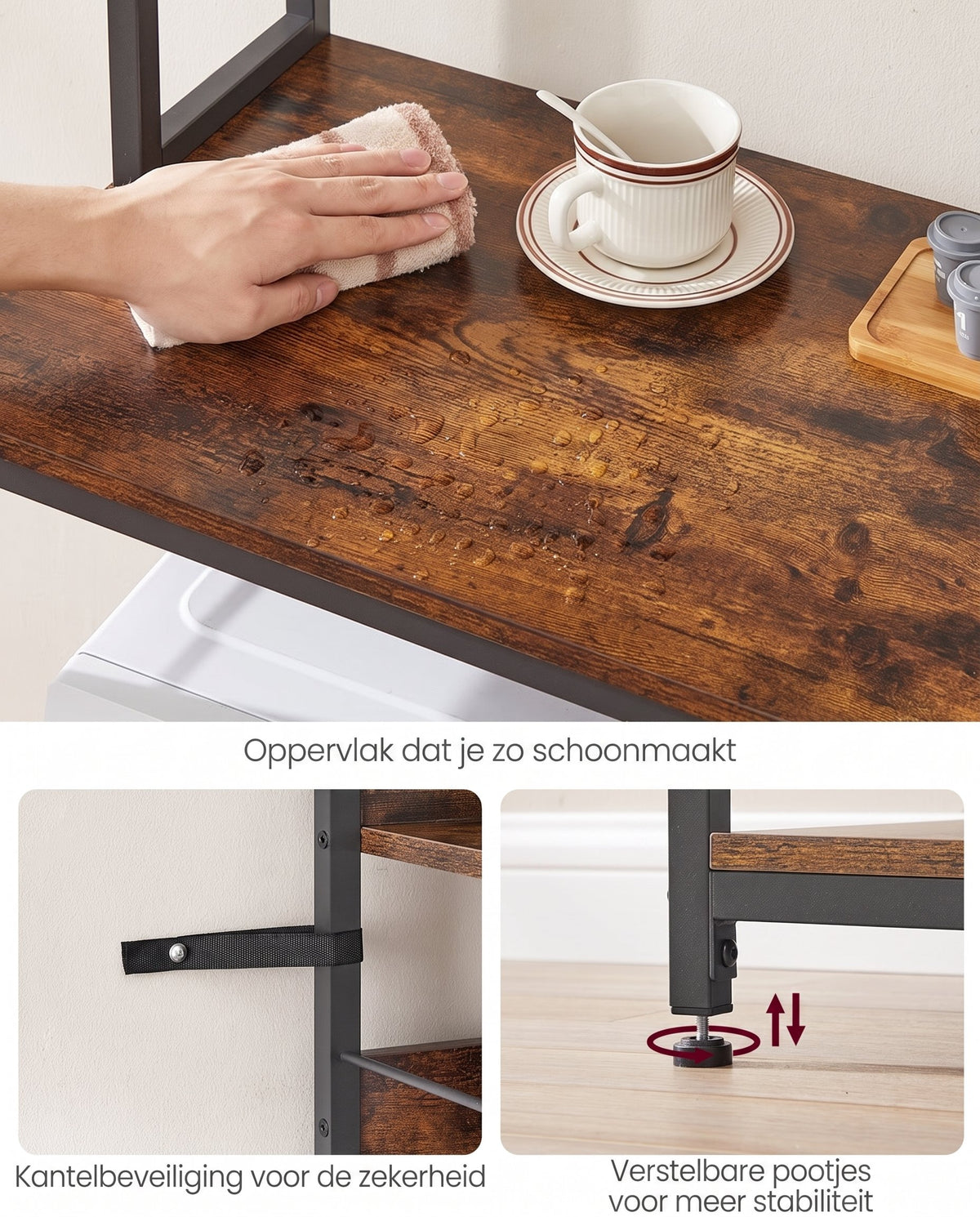 Keukenrek met 5 Planken, 14 Haken en 4 Stopcontacten, Roosterblad