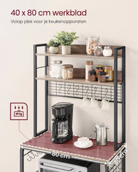 Keukenrek met 5 Planken, 14 Haken en 4 Stopcontacten, Roosterblad