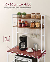 Keukenrek met 5 Planken, 14 Haken en 4 Stopcontacten, Roosterblad