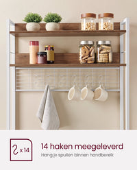 Keukenrek met 5 Planken, 14 Haken en 4 Stopcontacten, Roosterblad