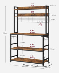 Keukenrek met 5 Planken, 14 Haken en 4 Stopcontacten, Roosterblad