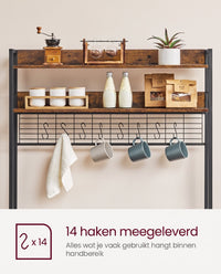 Keukenrek met 5 Planken, 14 Haken en 4 Stopcontacten, Roosterblad