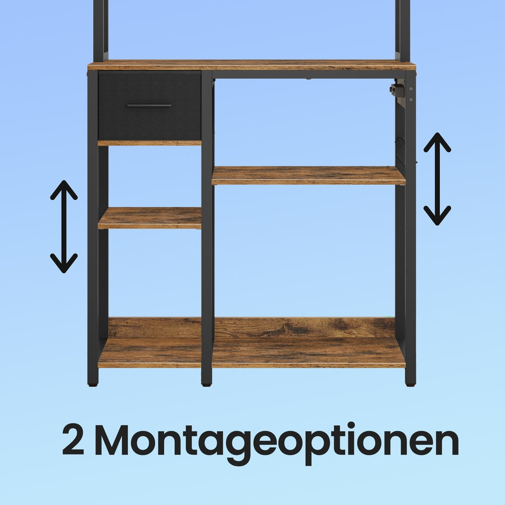 Keukenrek met Stopcontacten, Stoffen Lade en 12 Haken