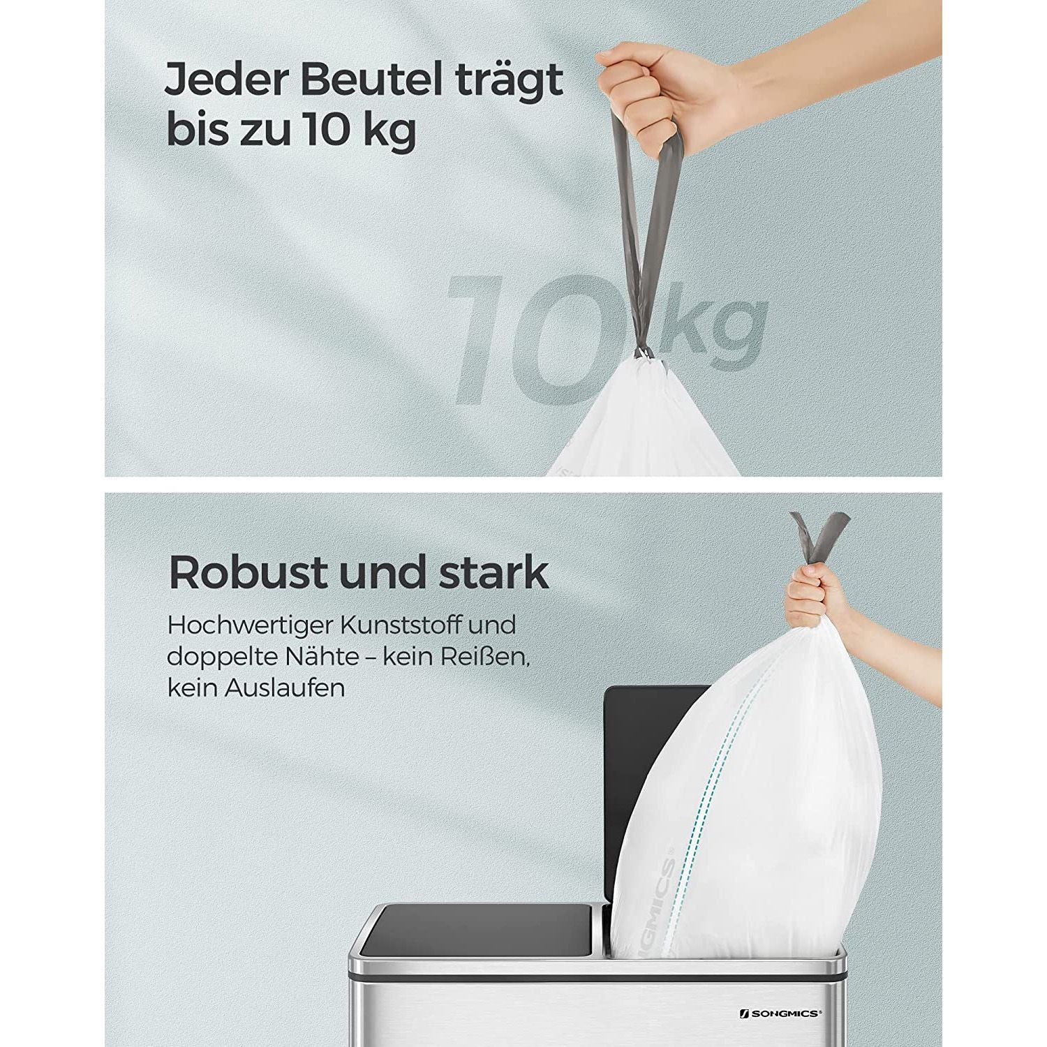 Vuilniszakken met Trekkoord voor 30 Liter Vuilnisbakken, 180 Stuks