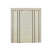 Stoffen Kledingkast met 12 Planken, Kledingroede en 3 Roldeuren, 150 x 45 x 175 cm