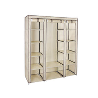 Stoffen Kledingkast met 12 Planken, Kledingroede en 3 Roldeuren, 150 x 45 x 175 cm