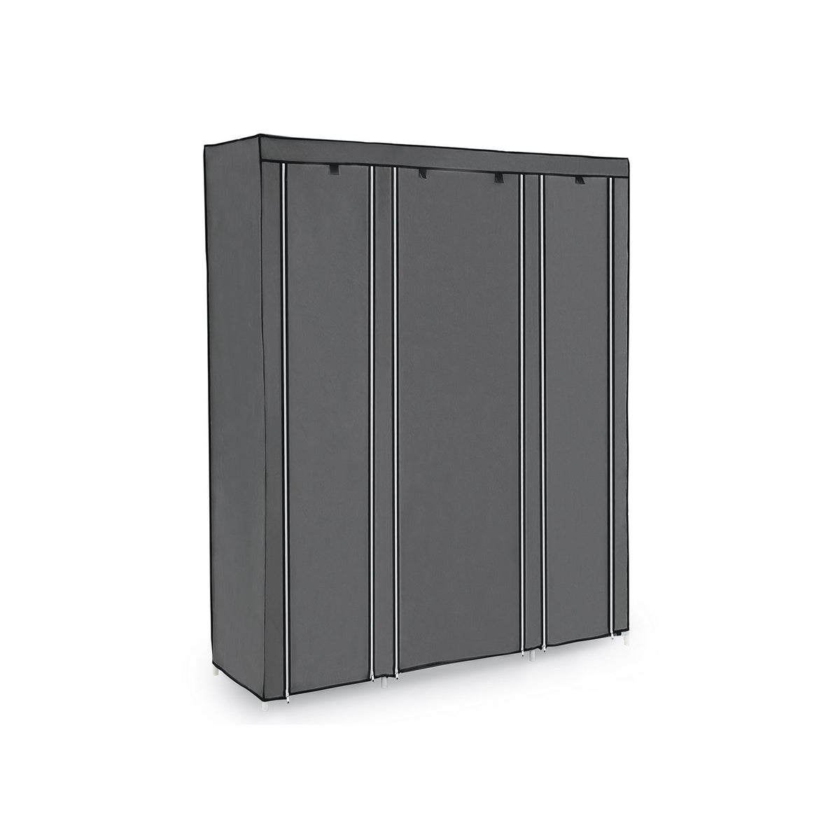 Stoffen Kledingkast met 12 Planken, Kledingroede en 3 Roldeuren, 150 x 45 x 175 cm