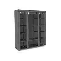 Stoffen Kledingkast met 12 Planken, Kledingroede en 3 Roldeuren, 150 x 45 x 175 cm