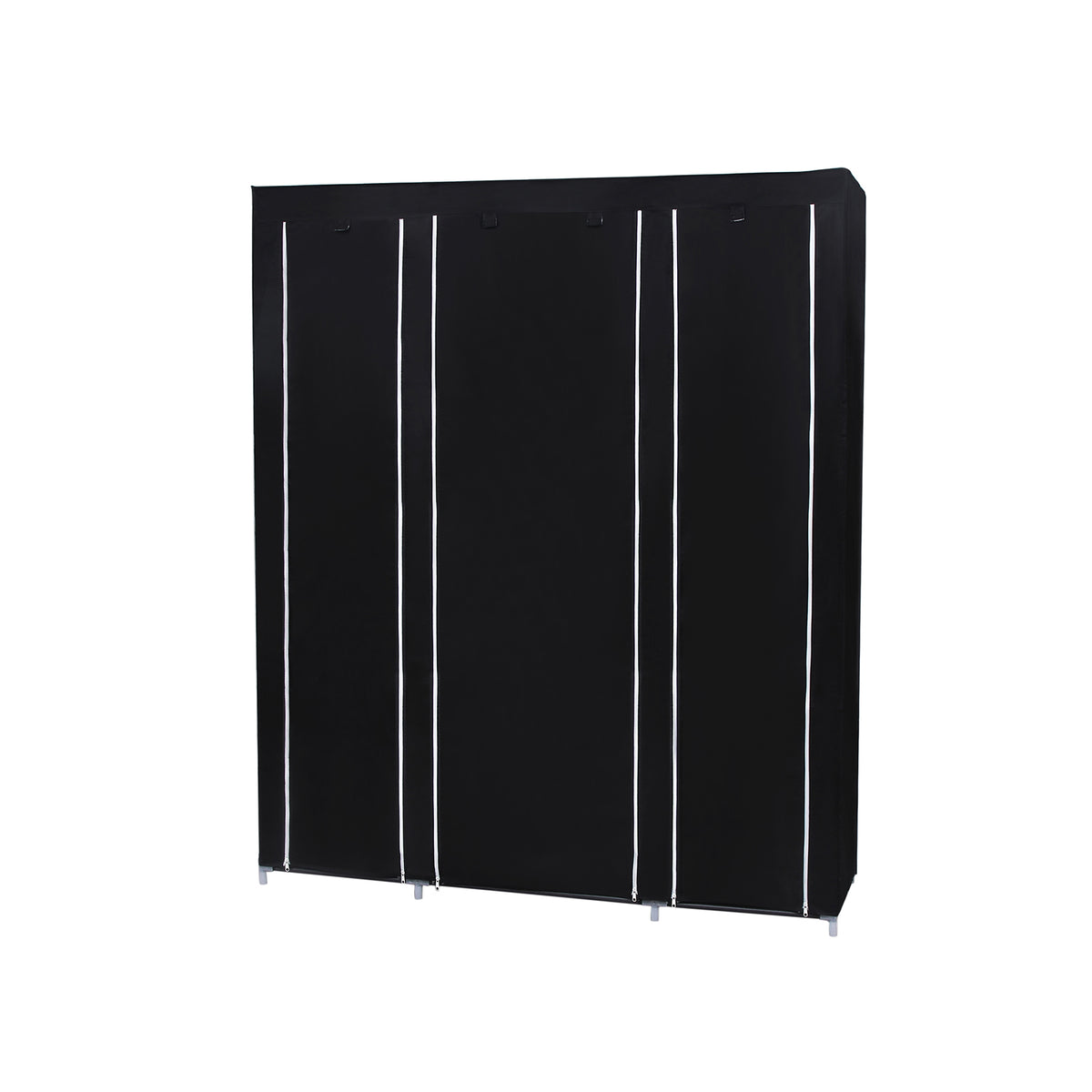 Stoffen Kledingkast met 12 Planken, Kledingroede en 3 Roldeuren, 150 x 45 x 175 cm