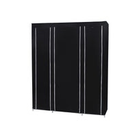 Stoffen Kledingkast met 12 Planken, Kledingroede en 3 Roldeuren, 150 x 45 x 175 cm