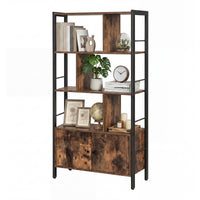 Boekenkast met 4 Verspringende Planken en Gesloten Vak, 74 x 154,5 cm