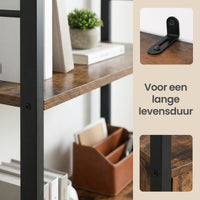 Boekenkast met 4 Verspringende Planken en Gesloten Vak, 74 x 154,5 cm